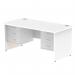 Impulse 1600 x 800mm Straight Office Desk White Top Panel End Leg Workstation 2 x 3 Drawer Fixed Pedestal MI002264