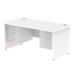 Impulse 1600 x 800mm Straight Office Desk White Top Panel End Leg Workstation 2 x 3 Drawer Fixed Pedestal MI002264