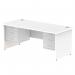 Impulse 1800 x 800mm Straight Office Desk White Top Panel End Leg Workstation 2 x 3 Drawer Fixed Pedestal MI002265