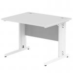 Impulse 1000 x 800mm Straight Office Desk White Top White Cable Managed Leg MI002270