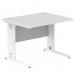 Impulse 1000 x 800mm Straight Office Desk White Top White Cable Managed Leg MI002270