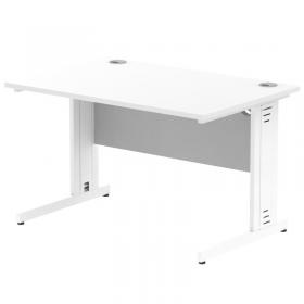 Impulse 1200 x 800mm Straight Office Desk White Top White Cable Managed Leg MI002271