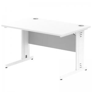 Impulse 1200 x 800mm Straight Office Desk White Top White Cable