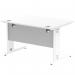 Impulse 1200 x 800mm Straight Office Desk White Top White Cable Managed Leg MI002271