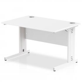 Impulse 1200 x 800mm Straight Office Desk White Top White Cable Managed Leg MI002271