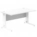 Impulse 1400 x 800mm Straight Office Desk White Top White Cable Managed Leg MI002272