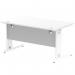 Impulse 1400 x 800mm Straight Office Desk White Top White Cable Managed Leg MI002272