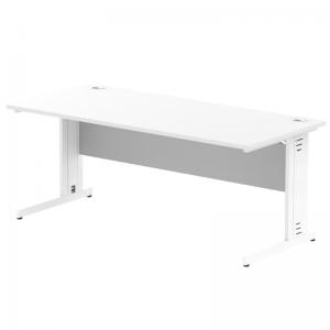 Impulse 1800 x 800mm Straight Office Desk White Top White Cable