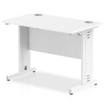Impulse 1000 x 600mm Straight Office Desk White Top Silver Cable Managed Leg MI002275