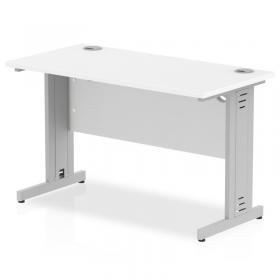 Impulse 1200 x 600mm Straight Office Desk White Top Silver Cable Managed Leg MI002276