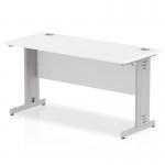 Impulse 1400 x 600mm Straight Office Desk White Top Silver Cable Managed Leg MI002277