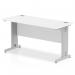 Impulse 1400 x 600mm Straight Office Desk White Top Silver Cable Managed Leg MI002277