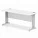 Impulse 1600 x 600mm Straight Office Desk White Top Silver Cable Managed Leg MI002278