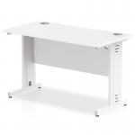 Impulse 1200 x 600mm Straight Office Desk White Top White Cable Managed Leg MI002281