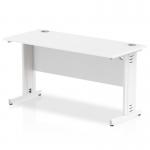 Impulse 1400 x 600mm Straight Office Desk White Top White Cable Managed Leg MI002282