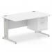 Impulse 1400 x 800mm Straight Office Desk White Top Silver Cable Managed Leg Workstation 1 x 2 Drawer Fixed Pedestal MI002286