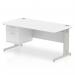 Impulse 1600 x 800mm Straight Office Desk White Top Silver Cable Managed Leg Workstation 1 x 2 Drawer Fixed Pedestal MI002287