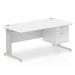 Impulse 1600 x 800mm Straight Office Desk White Top Silver Cable Managed Leg Workstation 1 x 2 Drawer Fixed Pedestal MI002287