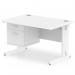 Impulse 1200 x 800mm Straight Office Desk White Top White Cable Managed Leg Workstation 1 x 2 Drawer Fixed Pedestal MI002289