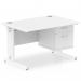 Impulse 1200 x 800mm Straight Office Desk White Top White Cable Managed Leg Workstation 1 x 2 Drawer Fixed Pedestal MI002289