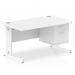 Impulse 1400 x 800mm Straight Office Desk White Top White Cable Managed Leg Workstation 1 x 2 Drawer Fixed Pedestal MI002290