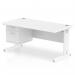 Impulse 1600 x 800mm Straight Office Desk White Top White Cable Managed Leg Workstation 1 x 2 Drawer Fixed Pedestal MI002291