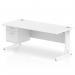 Impulse 1800 x 800mm Straight Office Desk White Top White Cable Managed Leg Workstation 1 x 2 Drawer Fixed Pedestal MI002292