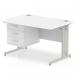 Impulse 1200 x 800mm Straight Office Desk White Top Silver Cable Managed Leg Workstation 1 x 3 Drawer Fixed Pedestal MI002293