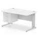 Impulse 1400 Rectangle Silver Cable Managed Leg Desk WHITE 1 x 3 Drawer Fixed Ped MI002294