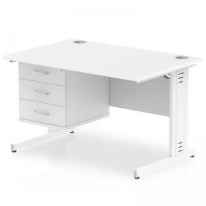 Impulse 1200 x 800mm Straight Office Desk White Top White Cable