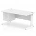 Impulse 1600 x 800mm Straight Office Desk White Top White Cable Managed Leg Workstation 1 x 3 Drawer Fixed Pedestal MI002299