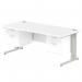 Impulse 1800 x 800mm Straight Office Desk White Top Silver Cable Managed Leg Workstation 2 x 2 Drawer Fixed Pedestal MI002304