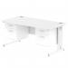 Impulse 1600 x 800mm Straight Office Desk White Top White Cable Managed Leg Workstation 2 x 2 Drawer Fixed Pedestal MI002307