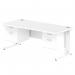 Impulse 1800 x 800mm Straight Office Desk White Top White Cable Managed Leg Workstation 2 x 2 Drawer Fixed Pedestal MI002308