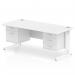 Impulse 1600 x 800mm Straight Office Desk White Top White Cable Managed Leg Workstation 1 x 2 Drawer 1 x 3 Drawer Fixed Pedestal MI002323