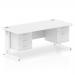 Impulse 1800 Rectangle White Cable Managed Leg Desk WHITE 1 x 2 Drawer 1 x 3 Drawer Fixed Ped MI002324