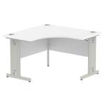 Impulse 1200mm Corner Office Desk White Top Silver Cable Managed Leg MI002390
