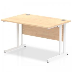 Impulse 1200 x 800mm Straight Office Desk Maple Top White Cantilever
