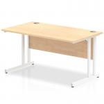 Impulse 1400 x 800mm Straight Office Desk Maple Top White Cantilever Leg MI002418