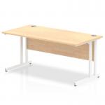 Impulse 1600 x 800mm Straight Office Desk Maple Top White Cantilever Leg MI002419