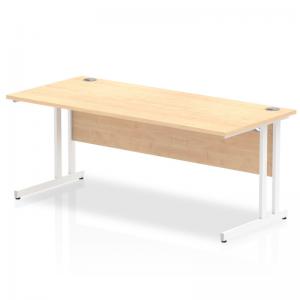 Impulse 1800 x 800mm Straight Office Desk Maple Top White Cantilever