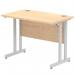 Impulse 1000 x 600mm Straight Office Desk Maple Top Silver Cantilever Leg MI002421