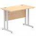 Impulse 1000 x 600mm Straight Office Desk Maple Top Silver Cantilever Leg MI002421