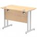 Impulse 1000 x 600mm Straight Office Desk Maple Top Silver Cantilever Leg MI002421