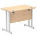 Impulse 1000 x 600mm Straight Office Desk Maple Top Silver Cantilever Leg MI002421