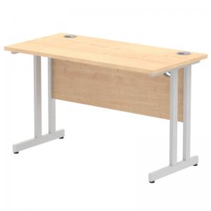 Impulse 1200 x 600mm Straight Office Desk Maple Top Silver Cantilever