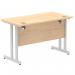 Impulse 1200 x 600mm Straight Office Desk Maple Top Silver Cantilever Leg MI002422