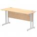 Impulse 1400 x 600mm Straight Office Desk Maple Top Silver Cantilever Leg MI002423