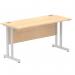 Impulse 1400 x 600mm Straight Office Desk Maple Top Silver Cantilever Leg MI002423