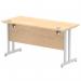 Impulse 1400 x 600mm Straight Office Desk Maple Top Silver Cantilever Leg MI002423